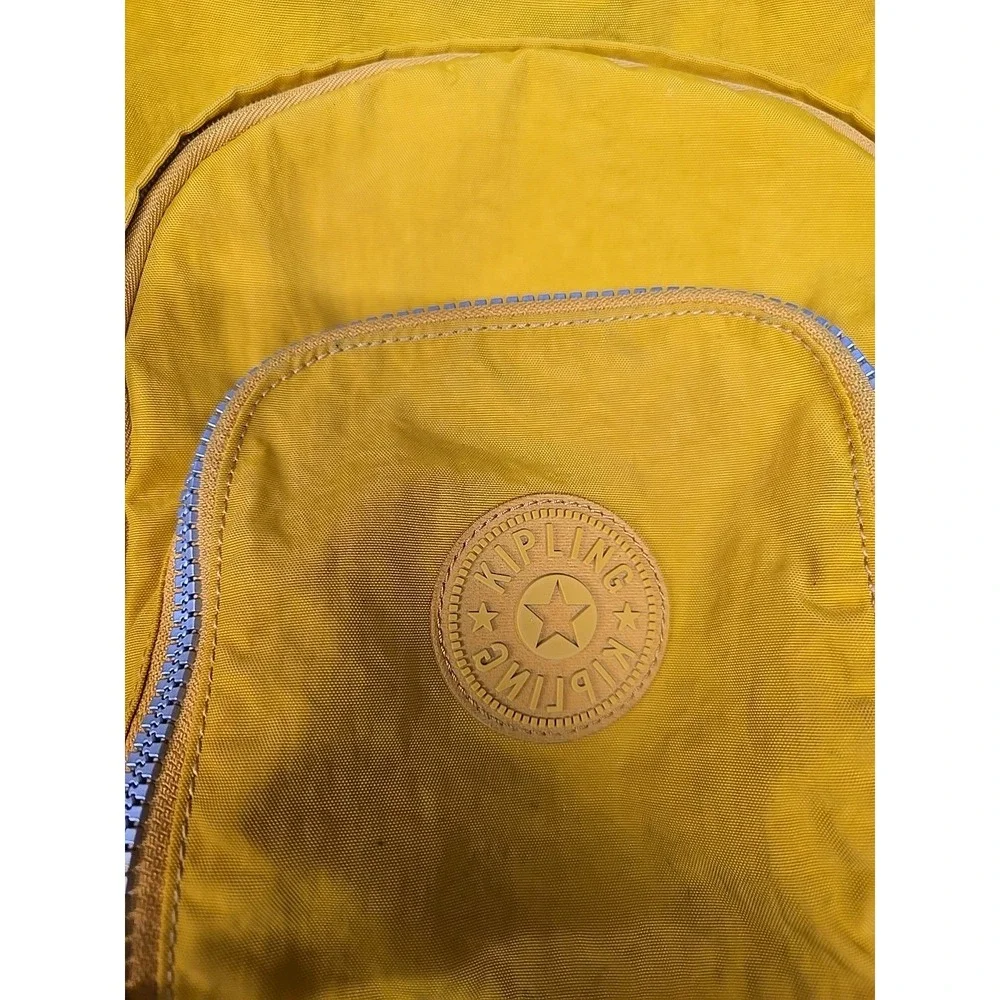 Kipling Seoul Large Laptop Backpack Yellow Gold Crinkle Nylon School Travel Bag